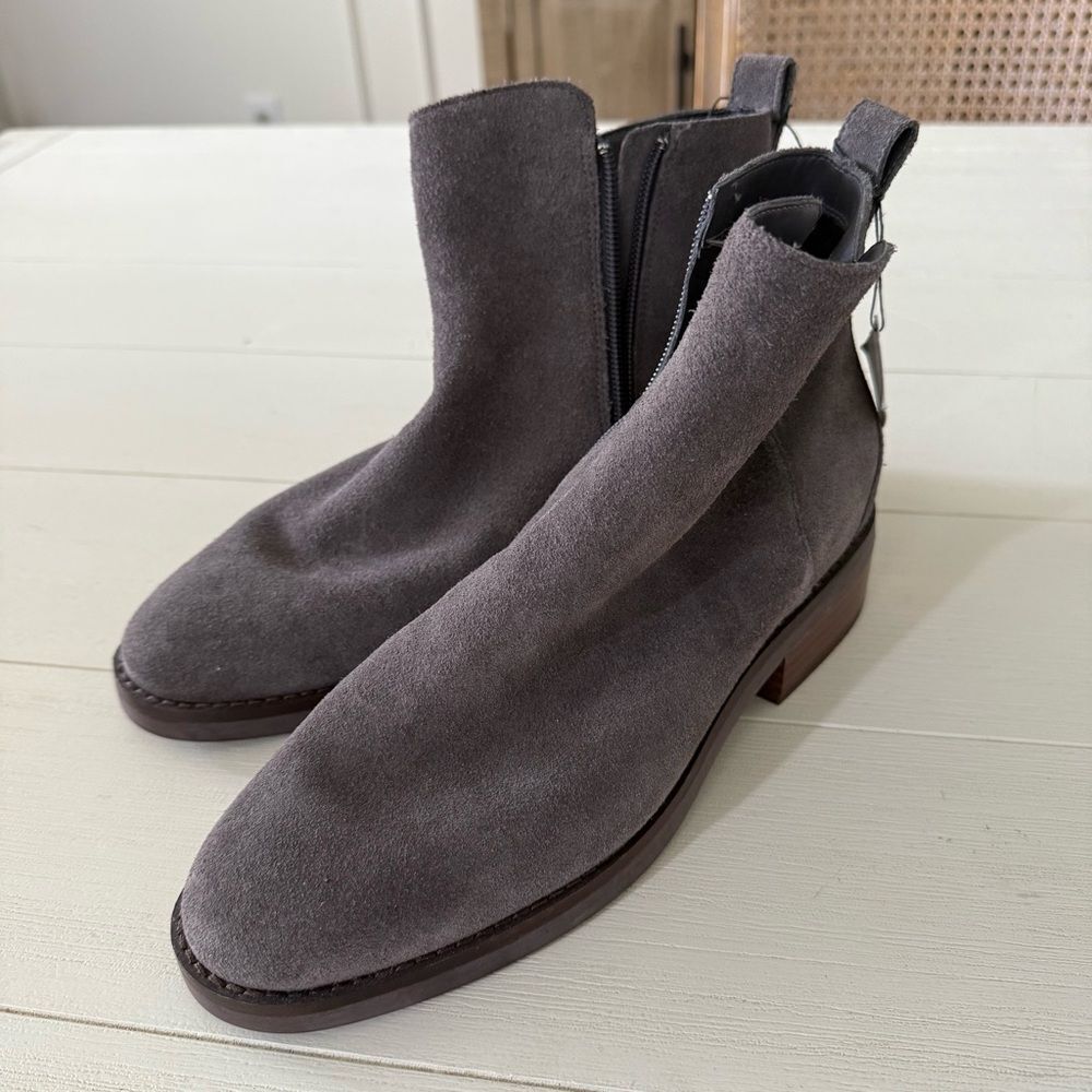 Cole Haan River Waterproof Suede Booties in Gray with‎ Wood Heel 8.5 NWOB - Picture 2 of 11